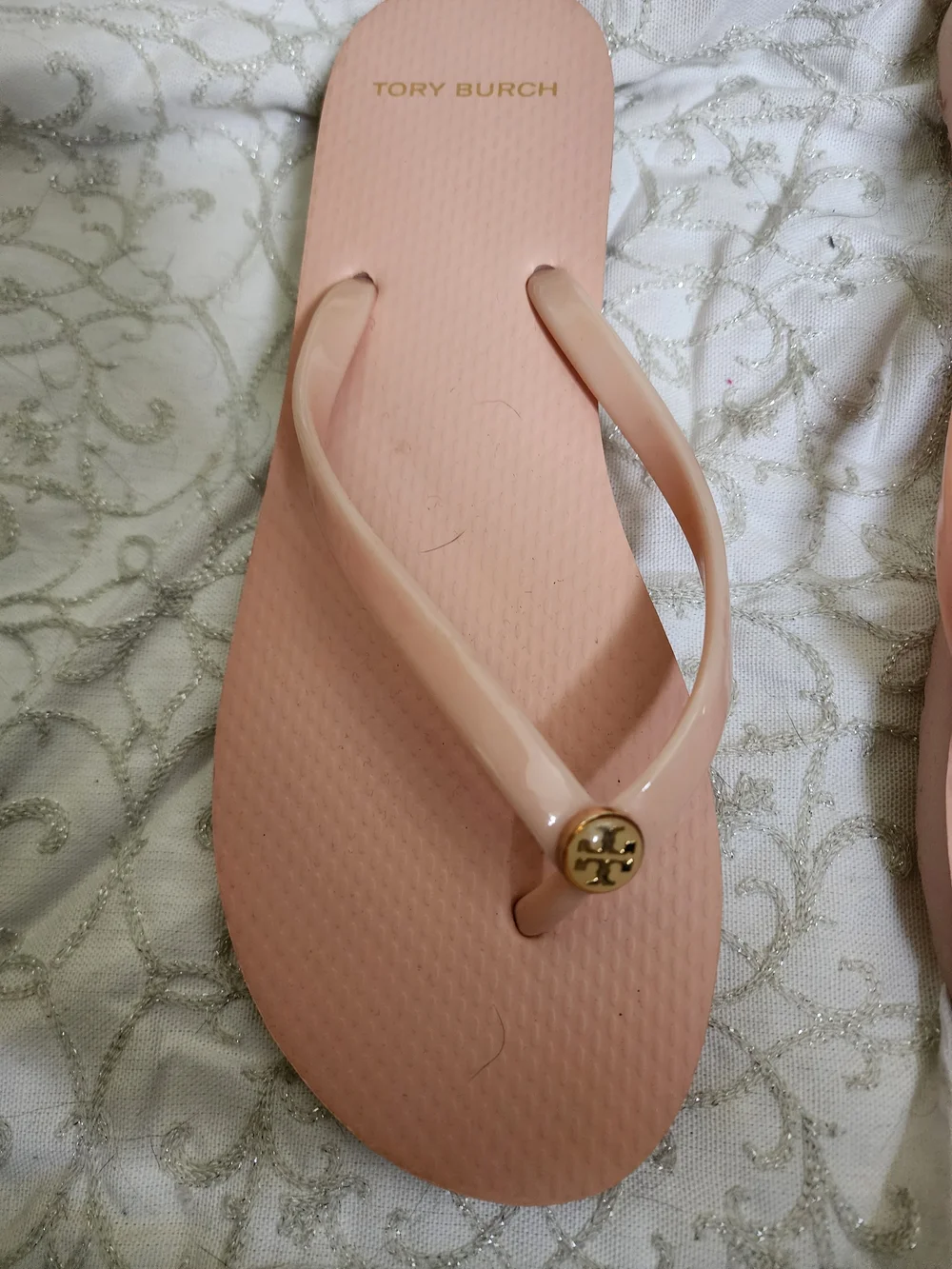 Tory Burch Pink Logo Flip Flops